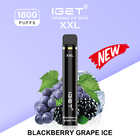 La nouvelle saveur arrivent IGET XXL 1800 SOUFFLE glace de raisin de mûre de la capacité 7ml