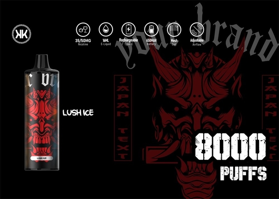 L'E-cigarette maximum 8000 Vape d'énergie rechargeable jetable du stylo 17ml d'EPOD souffle goût juteux de nicotine de 5%