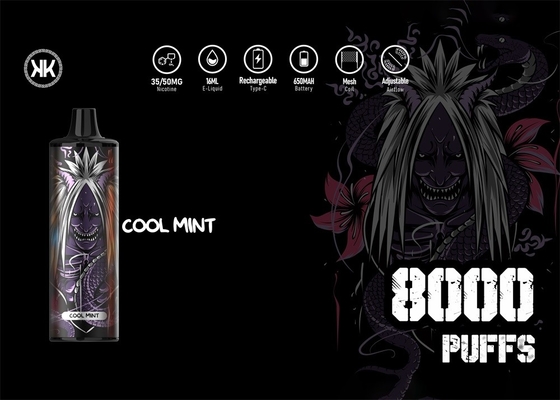 L'E-cigarette maximum 8000 Vape d'énergie rechargeable jetable du stylo 17ml d'EPOD souffle goût juteux de nicotine de 5%