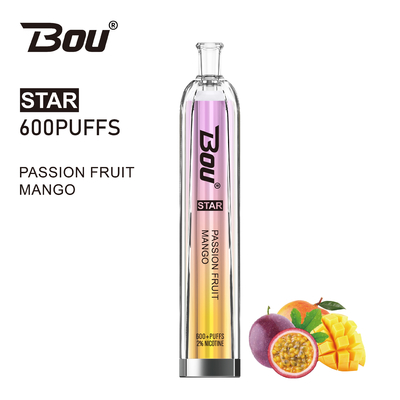 600 batterie de Vape BOU Star With 500mah de nicotine des souffles 2ml 2%