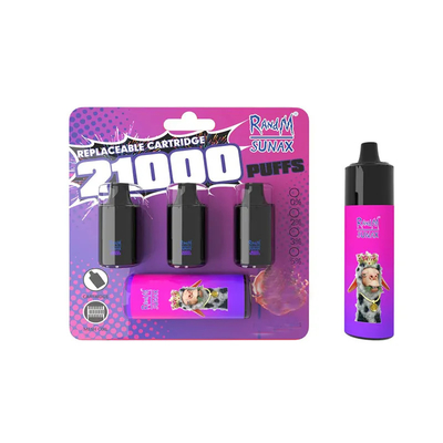 RandM original Sunax 21000 souffles Vape a prérempli les cosses 14mlx3 avec Mesh Coil