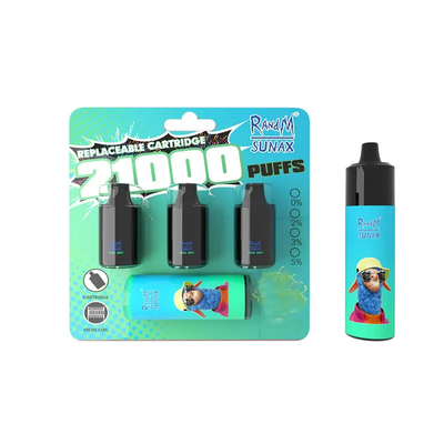 RandM original Sunax 21000 souffles Vape a prérempli les cosses 14mlx3 avec Mesh Coil