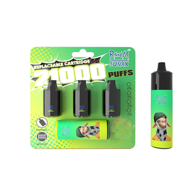 RandM original Sunax 21000 souffles Vape a prérempli les cosses 14mlx3 avec Mesh Coil
