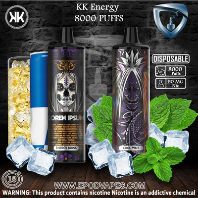 Batterie rechargeable jetable de Vape 650mah de clope 8000 des souffles maximum EPOD E d'énergie de KK