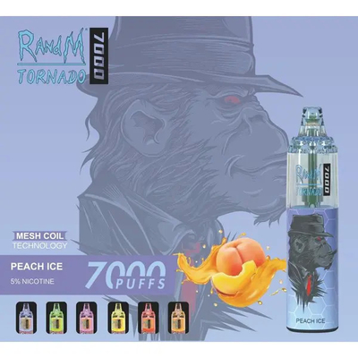 Fumot RandM Tornado 7000 Puffs Juice Glace Fruits Arômes Disponibles Enroulement en maille 5% de capacité de nicotine Vapor jetable