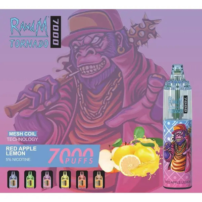 Fumot RandM Tornado 7000 Puffs Juice Glace Fruits Arômes Disponibles Enroulement en maille 5% de capacité de nicotine Vapor jetable