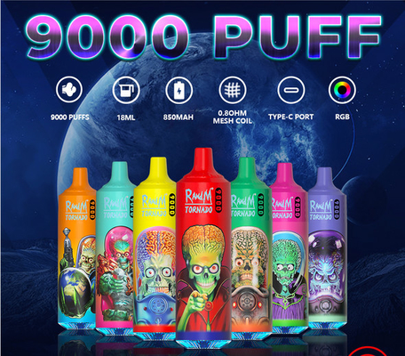 Système jetable pré rempli de cosse de 18 de ml RandM de tornade de Vape souffles du kit 9000