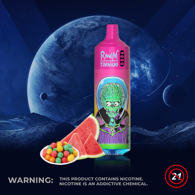 La cosse plate Vape de RandM de liquide du souffle E de la tornade 9000 parquent le stylo luxuriant de vaporisateur de glace de 18 ml