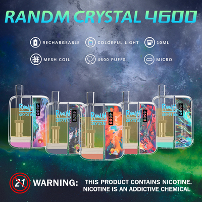 Vaporisateur portatif de la meilleure qualité jetable des souffles 10ML du cristal 4600 de Vape RandM de boîte mince
