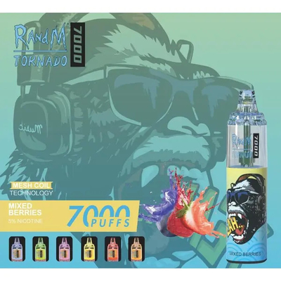Goût lisse Fumot RandM Mesh Coil Tornado Vape 7000 Puffs Ajustement de l'air