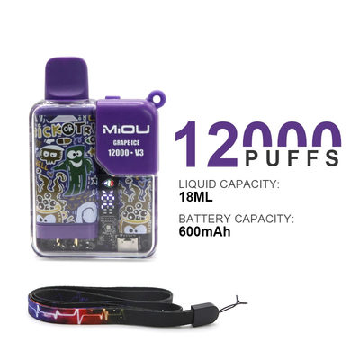 Vente à chaud Miou V3 20 saveurs Vape à usage unique Écran 12000 bouffées de nicotine E Cig Vape