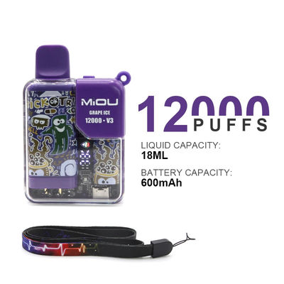 Vente à chaud Miou V3 20 saveurs Vape à usage unique Écran 12000 bouffées de nicotine E Cig Vape