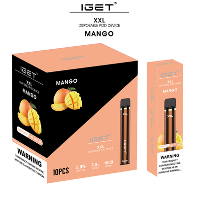 Le xxl 100% 1800 originaux d'Iget d'usine de la Chine directement souffle stylo jetable de vape