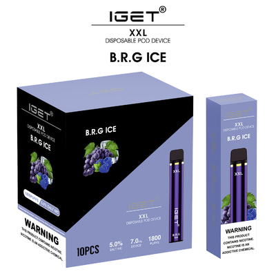 Le xxl 100% 1800 originaux d'Iget d'usine de la Chine directement souffle stylo jetable de vape