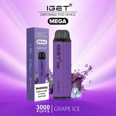 Souffles MÉGA jetables du stylo IGET de Vape de conception inventive 3000 8 saveurs facultatives