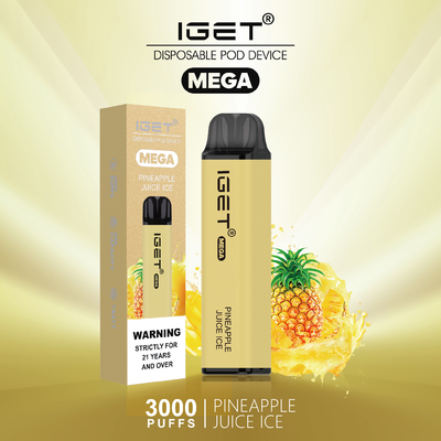 Souffles MÉGA jetables du stylo IGET de Vape de conception inventive 3000 8 saveurs facultatives