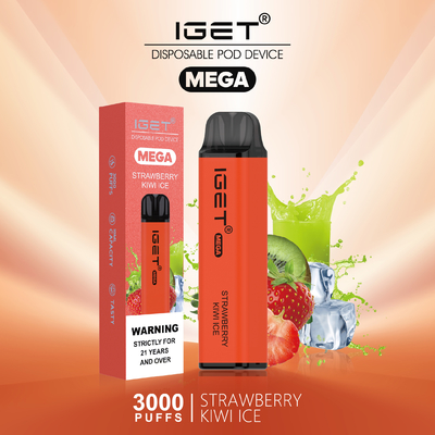 Souffles MÉGA jetables du stylo IGET de Vape de conception inventive 3000 8 saveurs facultatives