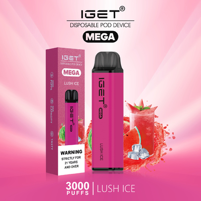 Souffles MÉGA jetables du stylo IGET de Vape de conception inventive 3000 8 saveurs facultatives