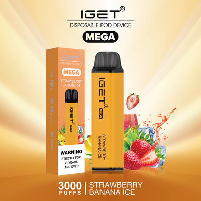 Souffles MÉGA jetables du stylo IGET de Vape de conception inventive 3000 8 saveurs facultatives