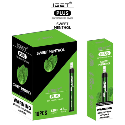 Souffles électroniques jetables du stylo 1200 de cigarette de qualité de la meilleure qualité 4.8ml Iget plus Vape jetable