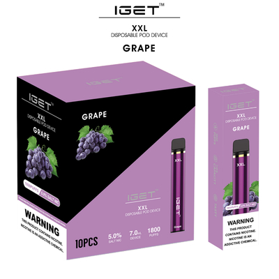 Cosse portative Vape, stylo de tabagisme de souffle authentique d'Iget 1800 de vaporisateur de 7ml XXL