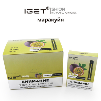 Dans IGET jetable courant Vape IGET SHION 600 souffle cigarette de batterie de 400 heures-milliampère