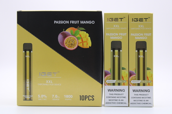 Iget original XXL 1800 souffle les cigarettes jetables de cosse que la batterie 2.4ml du dispositif 950mAh a prérempli le stylo de Vape de cartouche