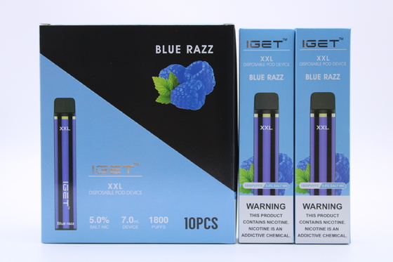 Iget original XXL 1800 souffle les cigarettes jetables de cosse que la batterie 2.4ml du dispositif 950mAh a prérempli le stylo de Vape de cartouche