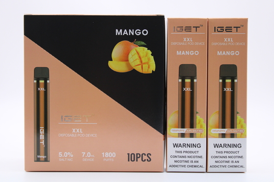 Iget original XXL 1800 souffle les cigarettes jetables de cosse que la batterie 2.4ml du dispositif 950mAh a prérempli le stylo de Vape de cartouche