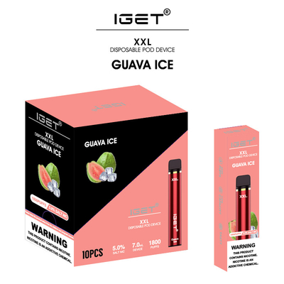 IGET XXL 1800 SOUFFLE nicotine jetable du stylo 7ml 5% de vape d'usine originale d'iget