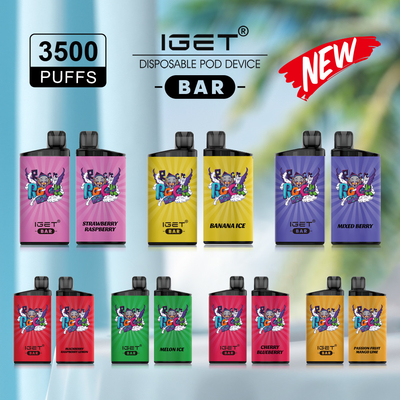 Stylo jetable de Vape de nouvelle des saveurs IGET de la BARRE 3500 nicotine disponible des souffles 12ml 5%