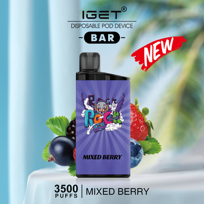 La BARRE ORIGINALE VAPE JETABLE d'IGET PARQUENT 3500 SOUFFLES - baie mélangée