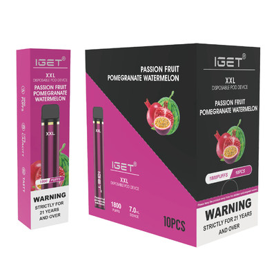 IGET original XXL 1800 souffle la nicotine jetable 950mah du stylo 7ml 5% de vape