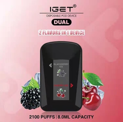 Iget conjuguent 2 saveurs en 1 cigarette électronique jetable de 2100 souffles