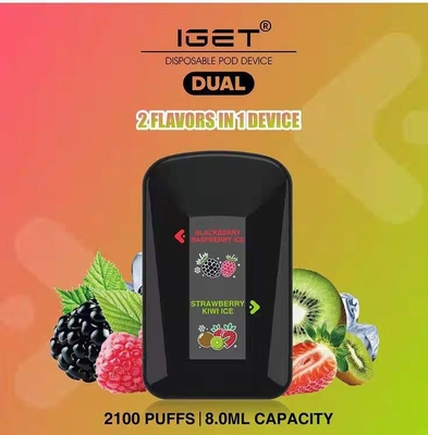 Iget conjuguent 2 saveurs en 1 cigarette électronique jetable de 2100 souffles