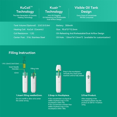 Bobine évidente de la capacité 2/2.5/3ml de CBD de cosse de stylo jetable fait sur commande de haute qualité de vape